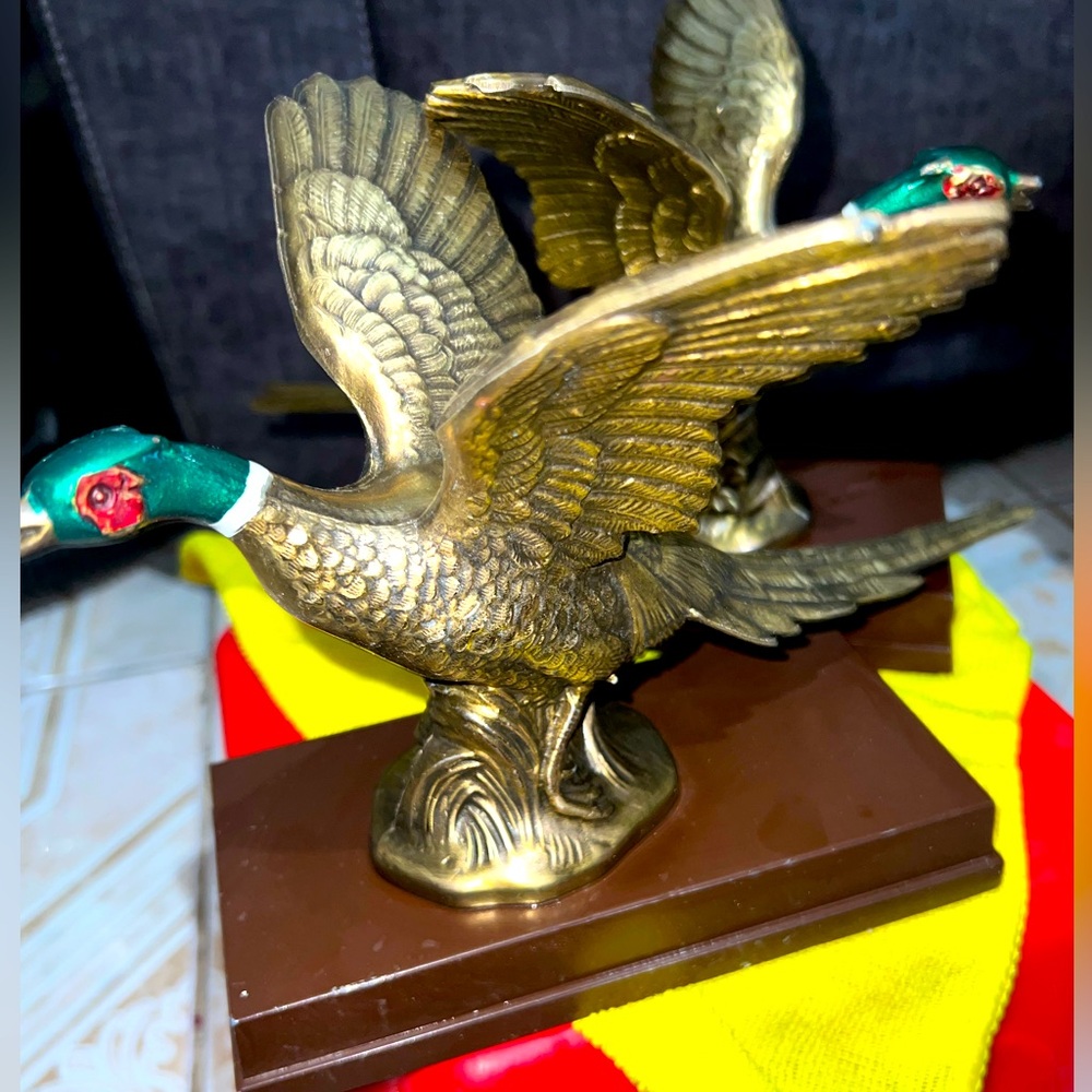 Lacquered brass pheasants